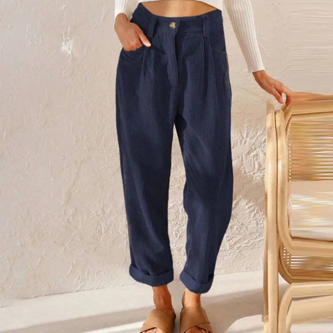 Variant image for Dam Sladdbyxor Elegant Denim Högkvalitativ-36