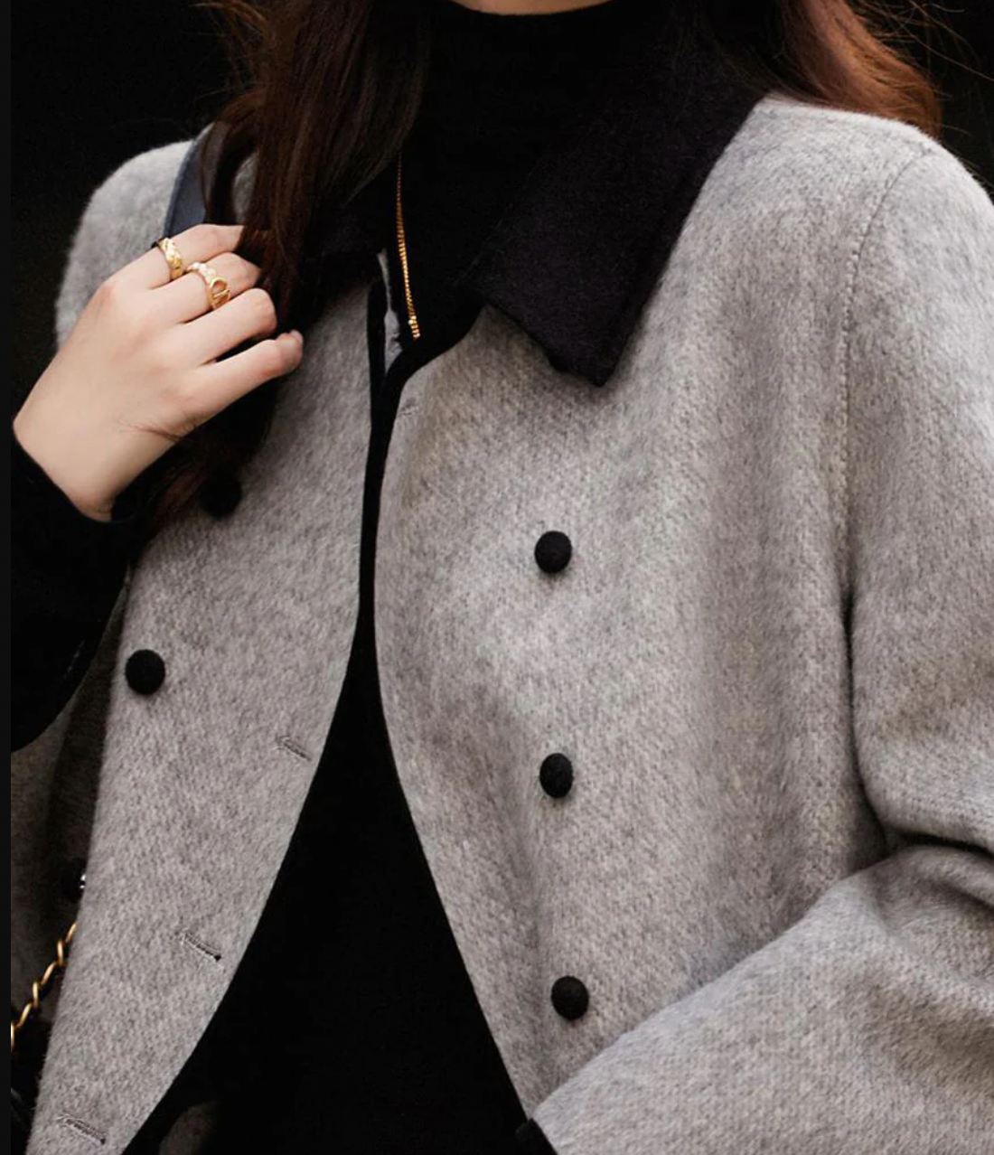 Dam Lång Kappa Trendig Polyester-Bomull-4