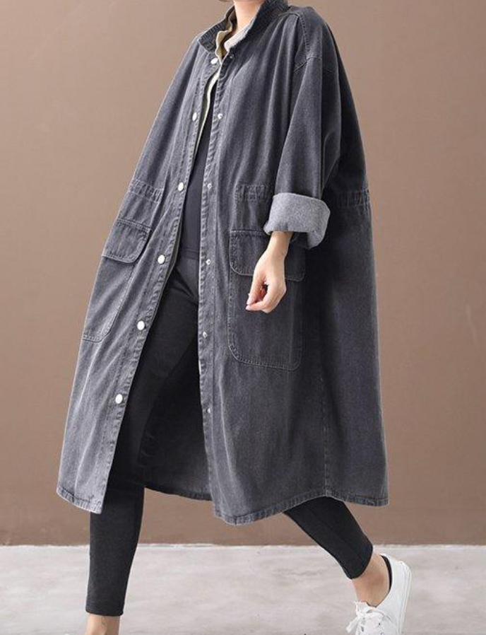 Lång Vinterrock Dam Skräddarsydd Ren Ull Elegant Design 4