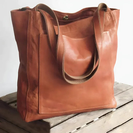 Dam Läderväska Handgjord Elegant Design Rymlig Läder Väska-1