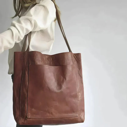 Dam Läderväska Handgjord Elegant Design Rymlig Läder Väska-2