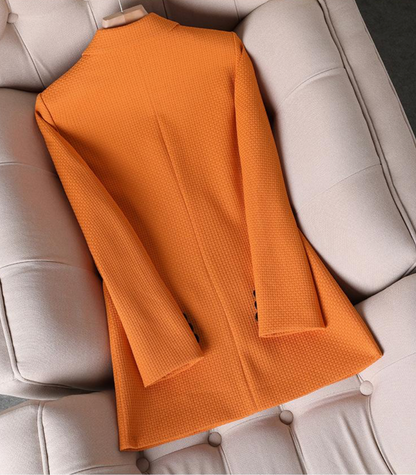 Dam Blazer Modern Design Dubbel-Radig Polyester med Kapellkrage 2