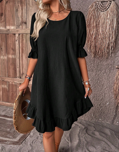 Damklänning Blommig Design Lätt Tyg Elegant Skräddarsydd-5