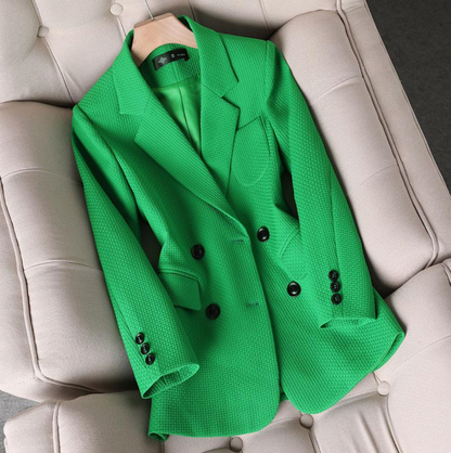 Dam Blazer Modern Design Dubbel-Radig Polyester med Kapellkrage 6