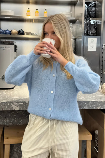 Damjacka Stickad Design med Knappar och Fickor-6