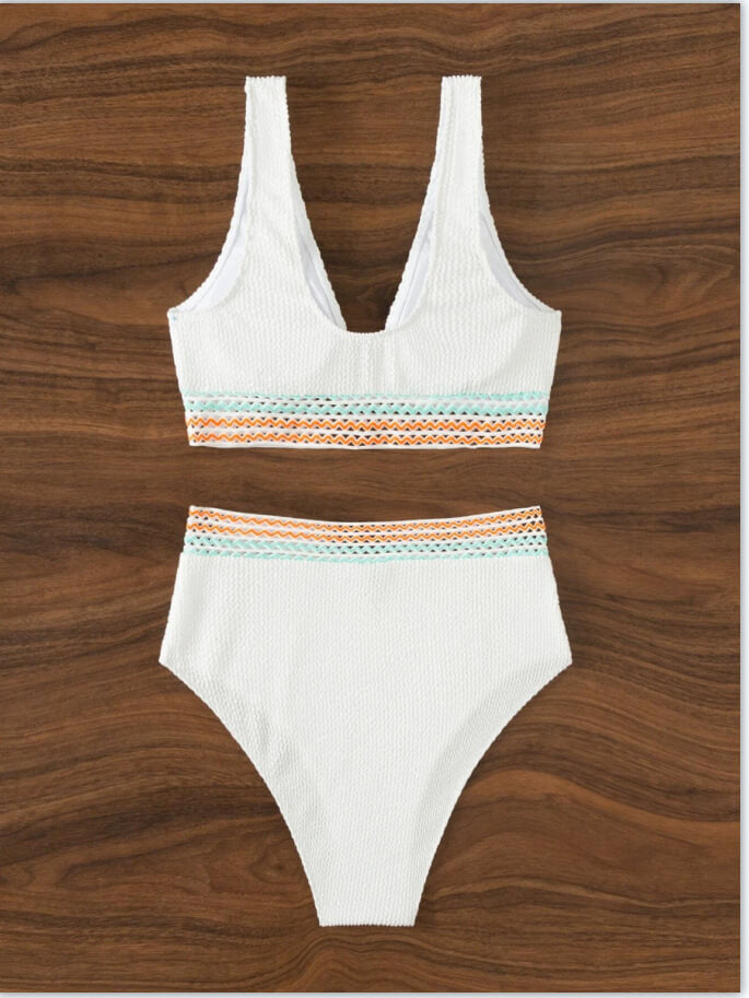 Dam Virkad Bikini Hög Midja Nylon Spandex-3