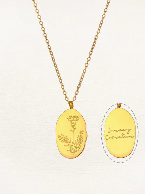 Halsband Dam Oval Blomkedja i Guld Högkvalitativ Design-1