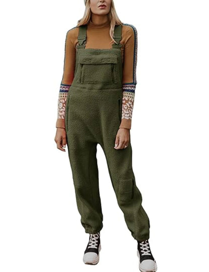 Herrar Dungarees Bekväm Polarfleece Justerbara Remmar-4