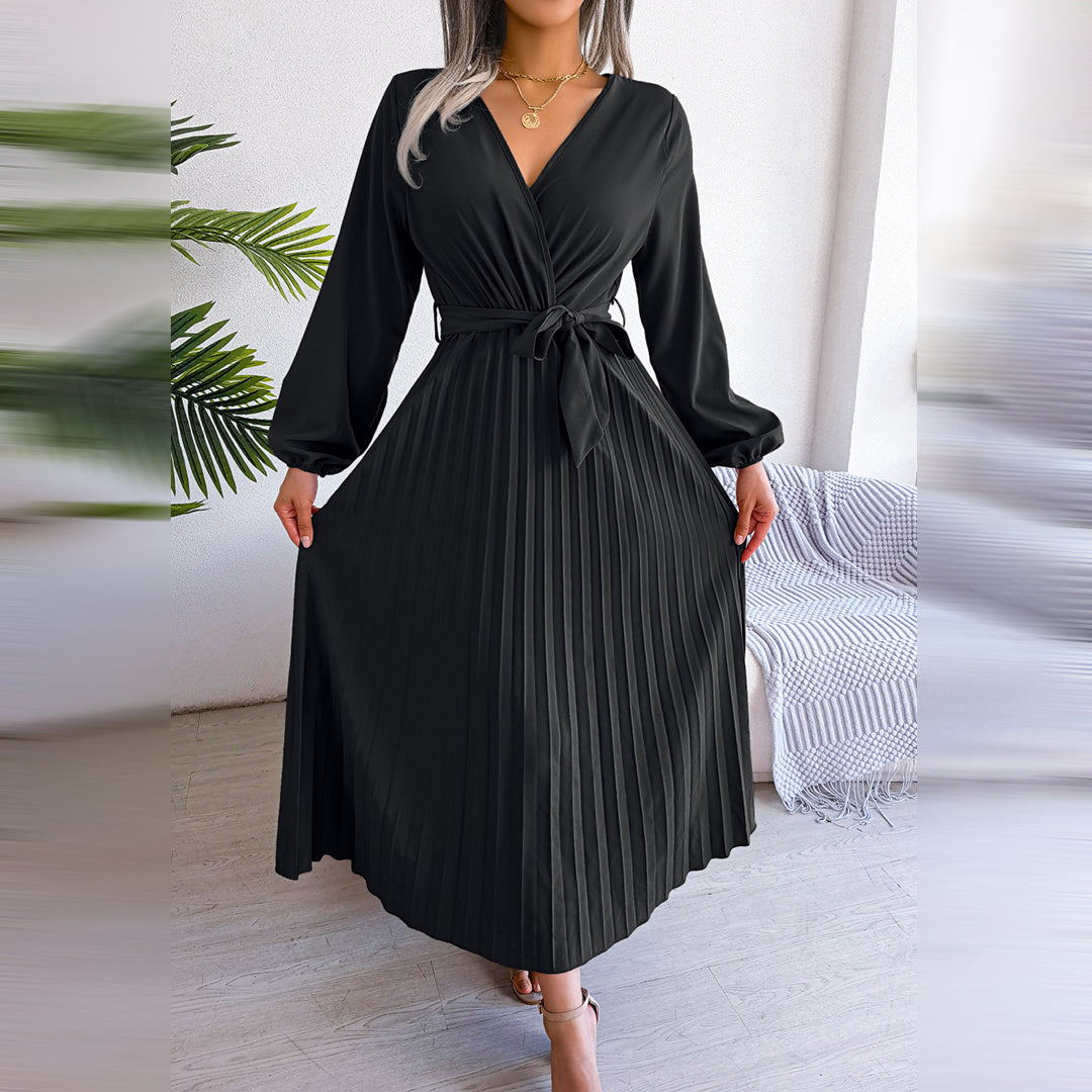 Variant image for Kvinnors Plisserad Klänning Chic Polyester Spandex-11