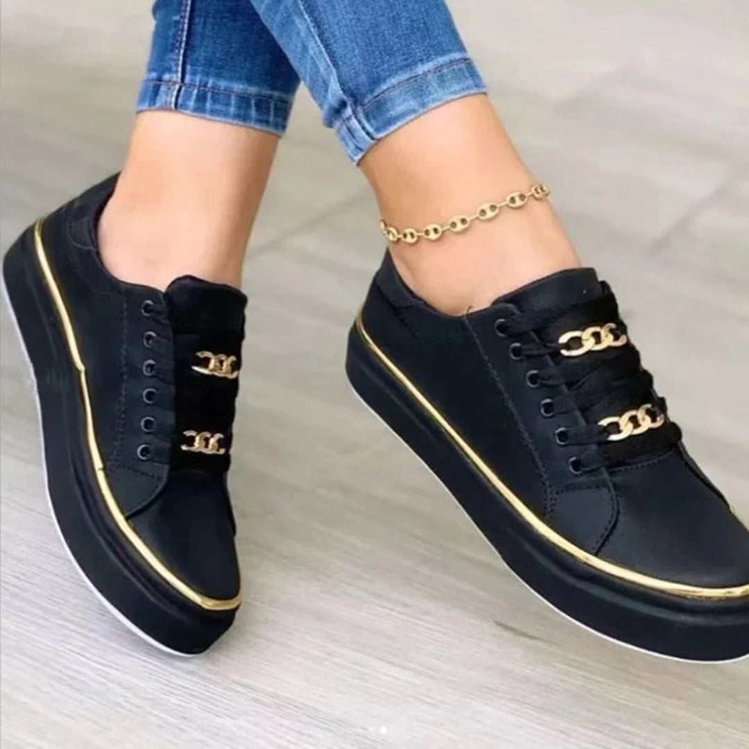 Dam Sneakers Lågtopp Elegant Syntetisk med Gyllene Detaljer 3