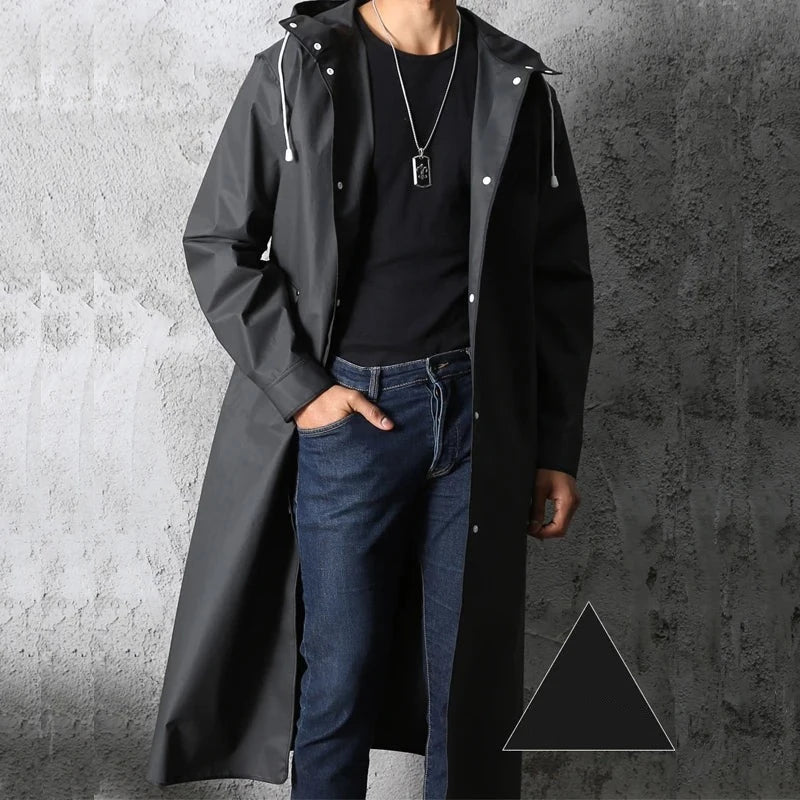 Herr Lång Regnrock Premium Kvalitet Polyester Elegant Design-2