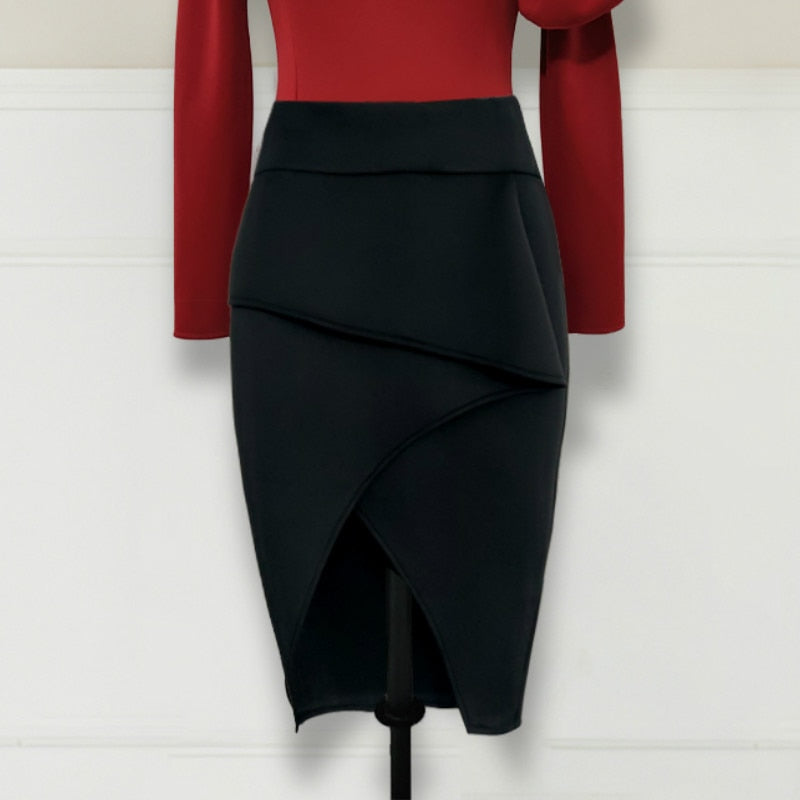 Kvinnors Mini Kjol Med Veck Polyester Spandex-2