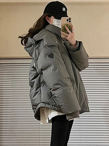 Dam Vinterjacka Puffad med Huva Polyester Lång-6