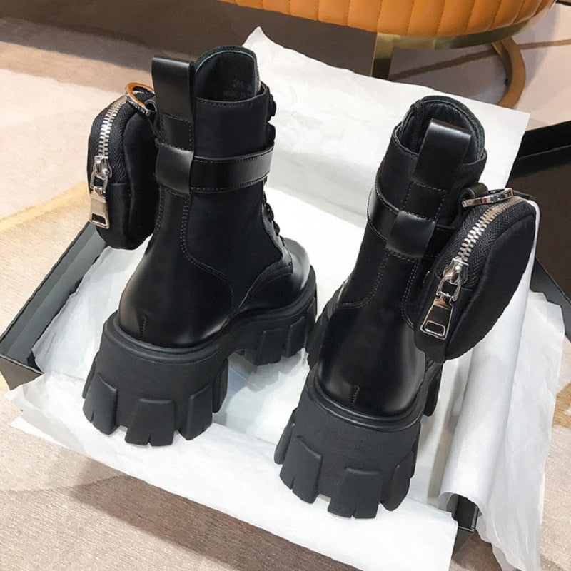 Stövlar Dam Ankelstödlar Mikrofiber med Blockklack och Dekorativ Väska-4