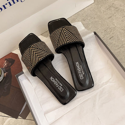 Ballerinaskor Dam med Geometrisk Design och Strassdetaljer – Bekväm PU-Läder och Platt Sula 5