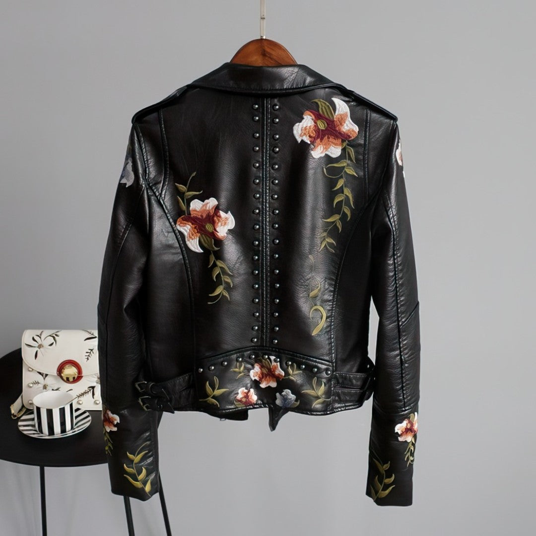 Kvinnors Läderjacka Slim Fit Veganskt Läder-2
