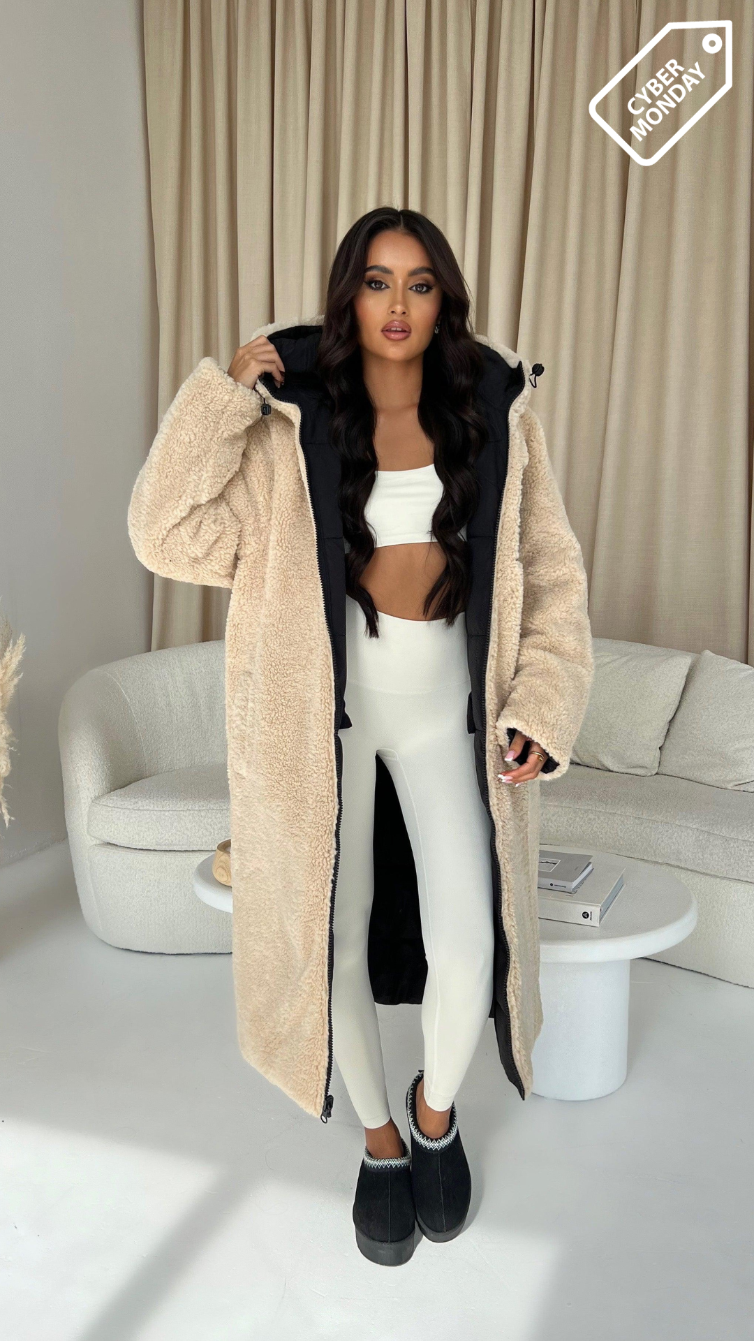 Variant image for Dam Kappa Lång Reversibel Polyester Elegant Stil-1