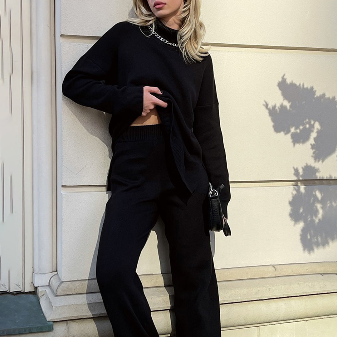 Variant image for Stickad Dam Tröja Hög Krage Viskosblandning med Sidospår-16