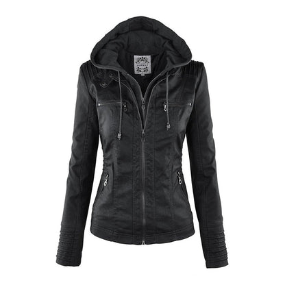 Dam Vegansk Skinnjacka Trendig Design i Modern Passform-2