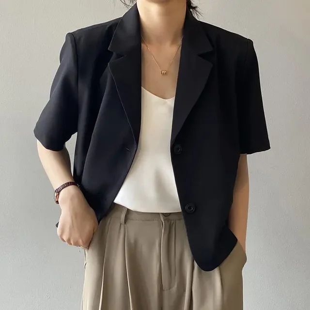 Dam Blazer Korta Ärmar Polyester Elegant och Mångsidig 5