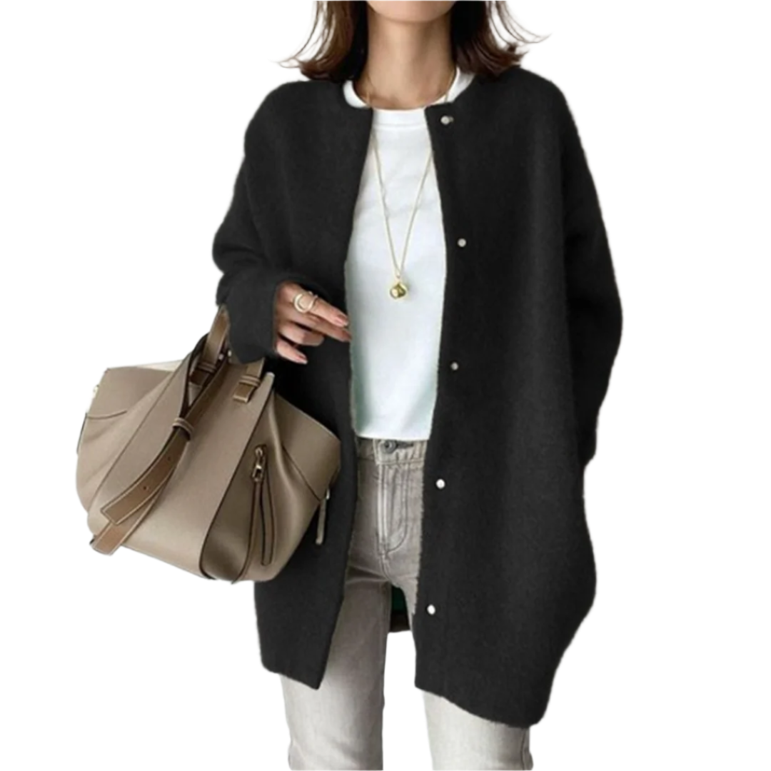 Dam Kappa Ull Vinterkappa med Knappar-2