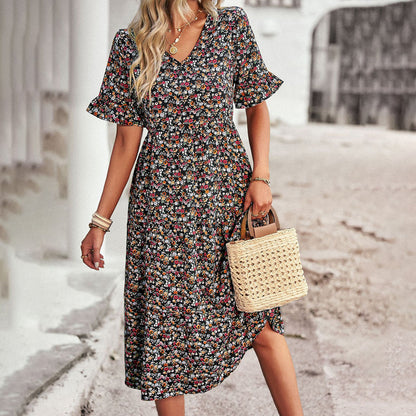 Blumige Miniklännung für Frauen aus leichtem Polyester – Ideal für Sommerpartys und Brunch, in verschiedenen Farben erhältlich 7