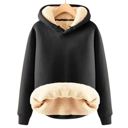 Kvinnors Hoodie Avslappnad Fleece Varm med Justerbar Huva-2