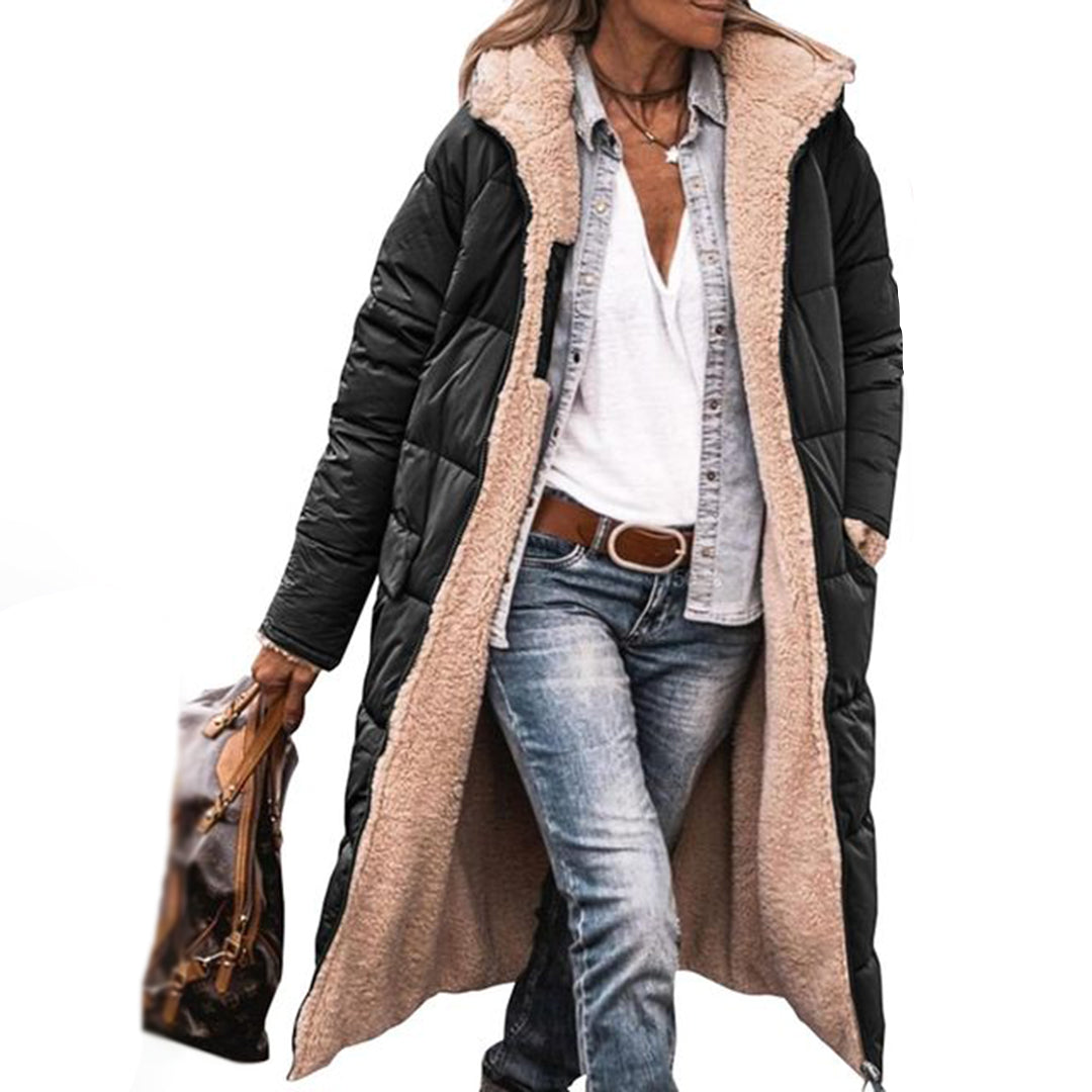 Damjacka Vändbar Kashmir Polyester med Huva-1