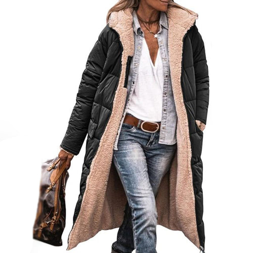 Damjacka Vändbar Kashmir Polyester med Huva-1