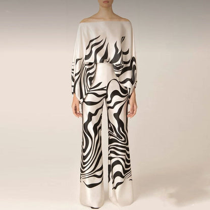 Kvinnor Tvådelad Uppsättning Axelfri Satin-1