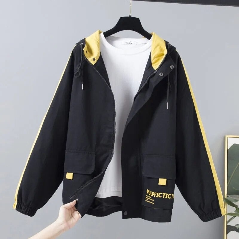 Dam Vindtät Huvjacka Av Polyester Avslappnad Stil-1