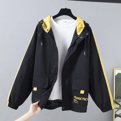 Dam Vindtät Huvjacka Av Polyester Avslappnad Stil-1