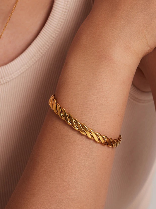 Kvinnor Guld Armband Kubansk Tvinnad Design i Ädla Metaller-1