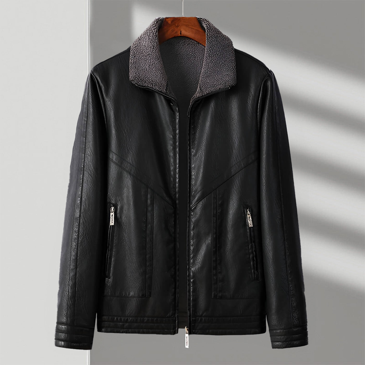 Damjacka Modern Stil Veganläder med Mjuk Sammet-5