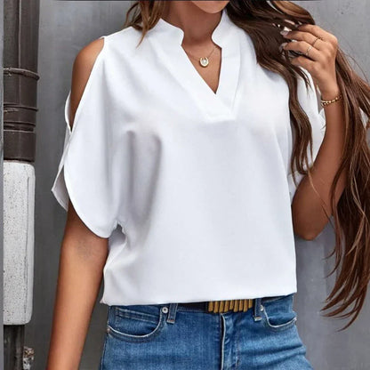 Kvinnor Sommarblus Avslappnad T-shirt Bomull-5
