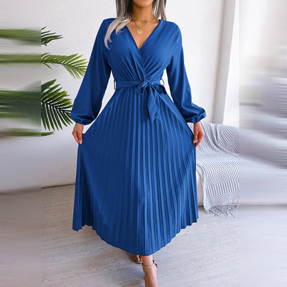 Kvinnors Plisserad Klänning Chic Polyester Spandex-5