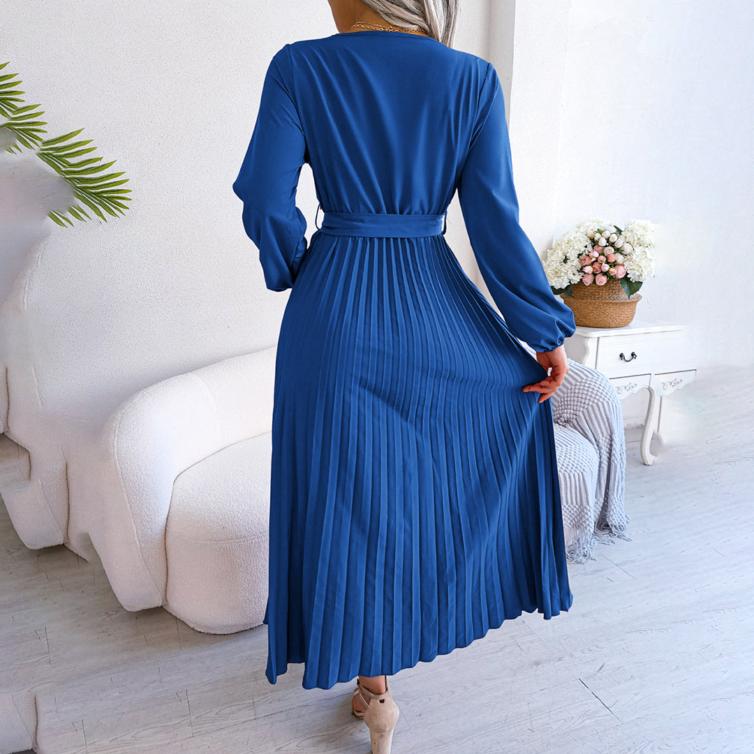Kvinnors Plisserad Klänning Chic Polyester Spandex-6