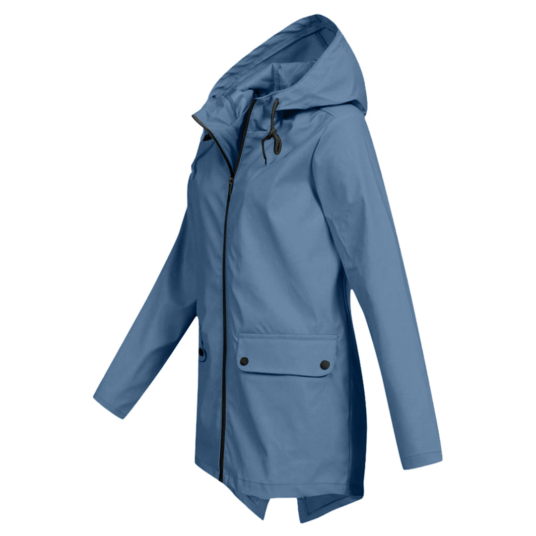 Damenjacke Wasserfest Modernes Design mit Kapuze und Taschen-5