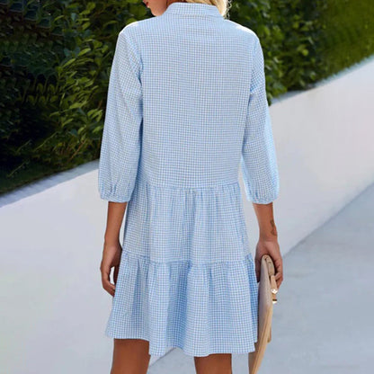 Sommarklänning Dam Avslappnad Stil Mjukt Andningsbart Material-3