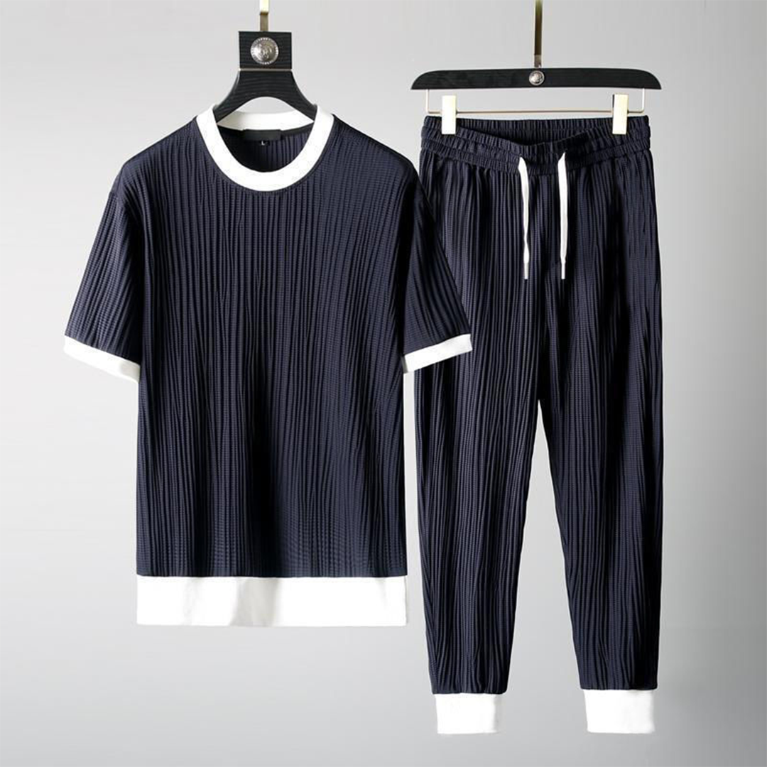 Variant image for Herr Sommarkläder Uppsättning Kortärmad T-shirt och Shorts Polyester-16