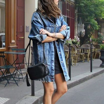 Variant image for Dam Överdimensionerad Denimjacka Klassisk Stil Denim-1