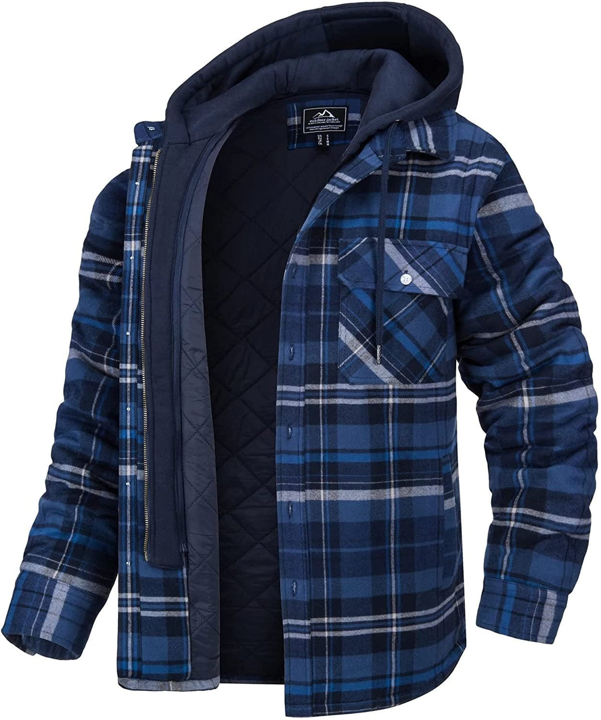 Variant image for Herrenjacke, kariertes Design, mit Kapuze, aus Baumwollmischung, für Herbst- und Frühling-41