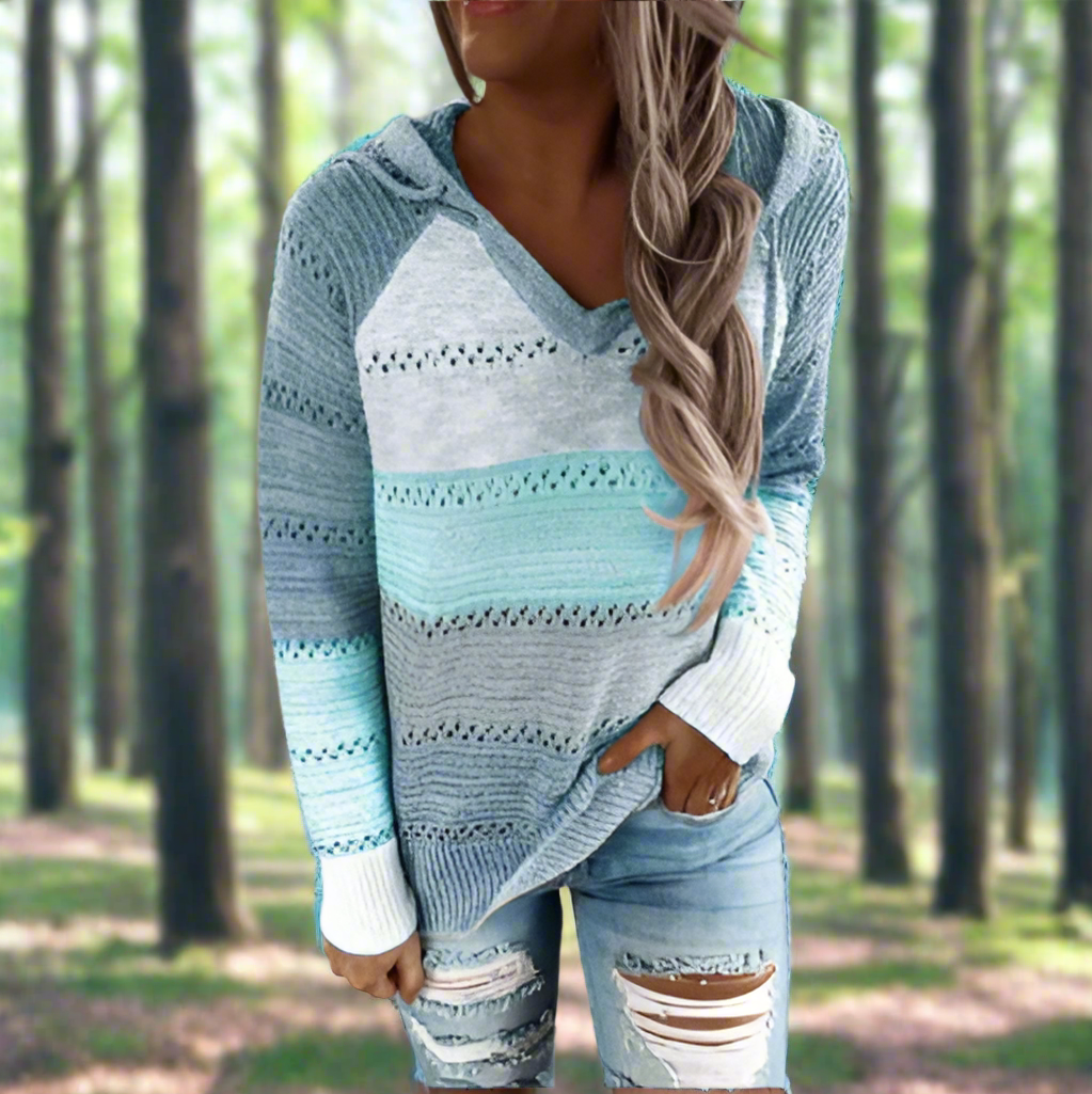 Variant image for Stickad Dam Tröja Randdesign i Kashmir för Höst och Vinter-33