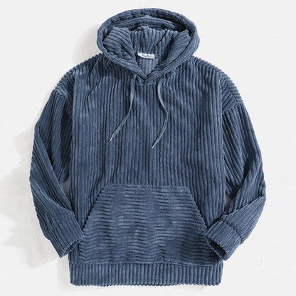 Hoodie Herr Modern Mjuk Polyester med Huva och Ribbade Detaljer 1