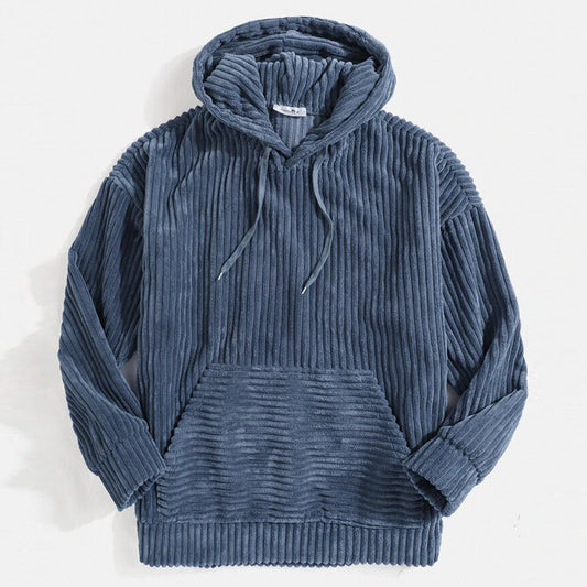 Hoodie Herr Modern Mjuk Polyester med Huva och Ribbade Detaljer 1