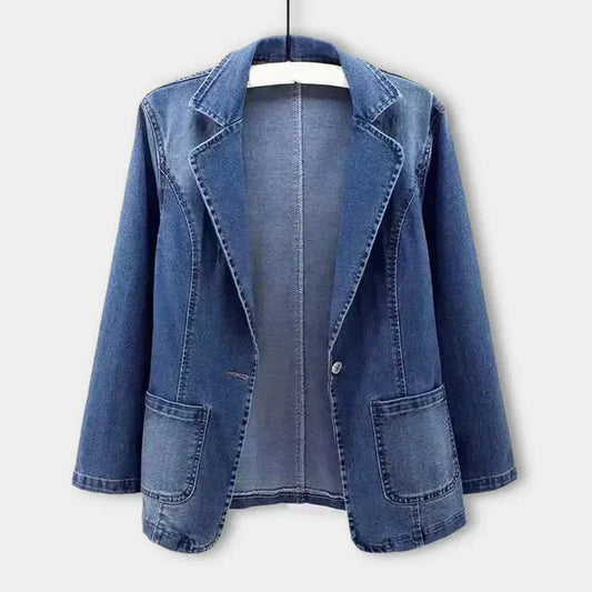 Dam Denimjacka Slim Fit Enkel Design Denim-1