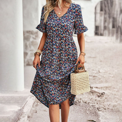 Blumige Miniklännung für Frauen aus leichtem Polyester – Ideal für Sommerpartys und Brunch, in verschiedenen Farben erhältlich 8