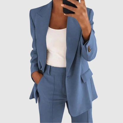 Dam Blazer Set Elegant Högkvalitativ Tyg-5