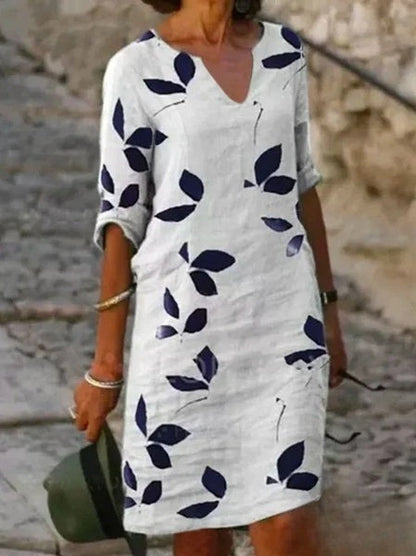 Variant image for Kvinna Klänning Halv Ärmar Blommönster Polyester-1