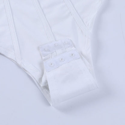 Dam Bodysuit Med Korsade Bärare Polyester Tätt Sittande-6